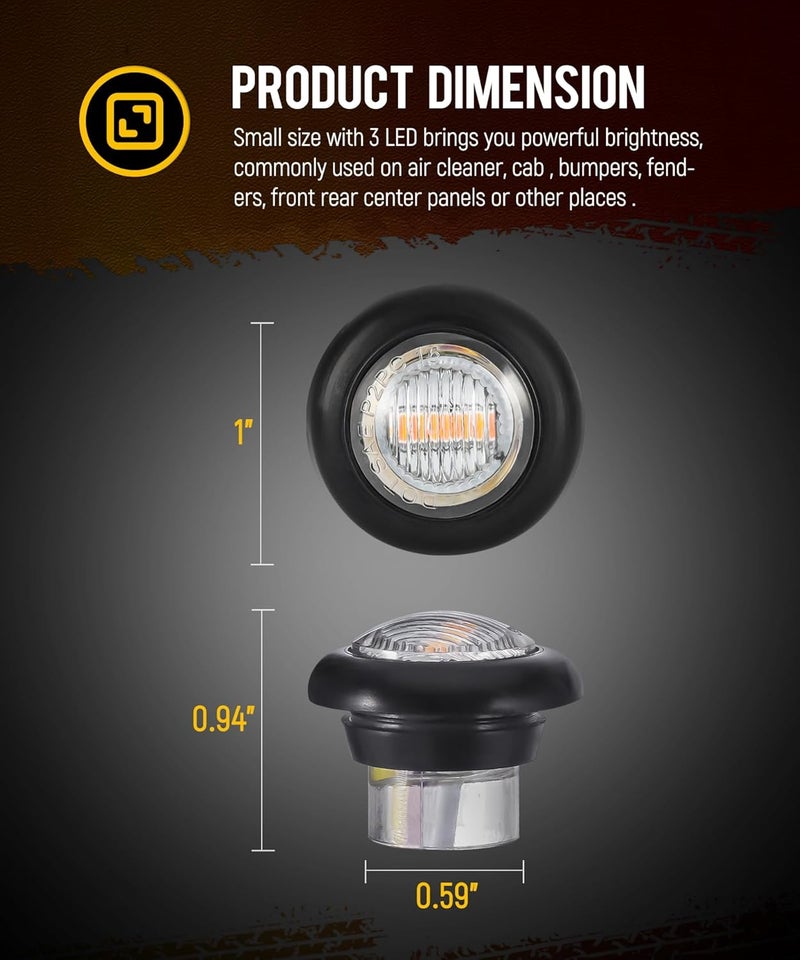 Partsam 10Pcs Dual Color 3/4" Round LED Marker Light Red to Purple Auxiliary Light Side Marker Clearance Light Indicators with Bullet Plug for Trailer Truck Pickup Camper RV - Image 5